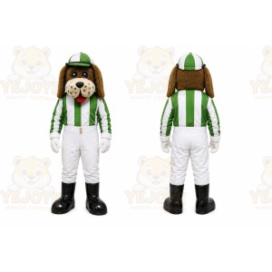 White Dog Mascot Costume with Custom Logo