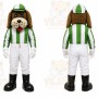White Dog Mascot Costume with Custom Logo