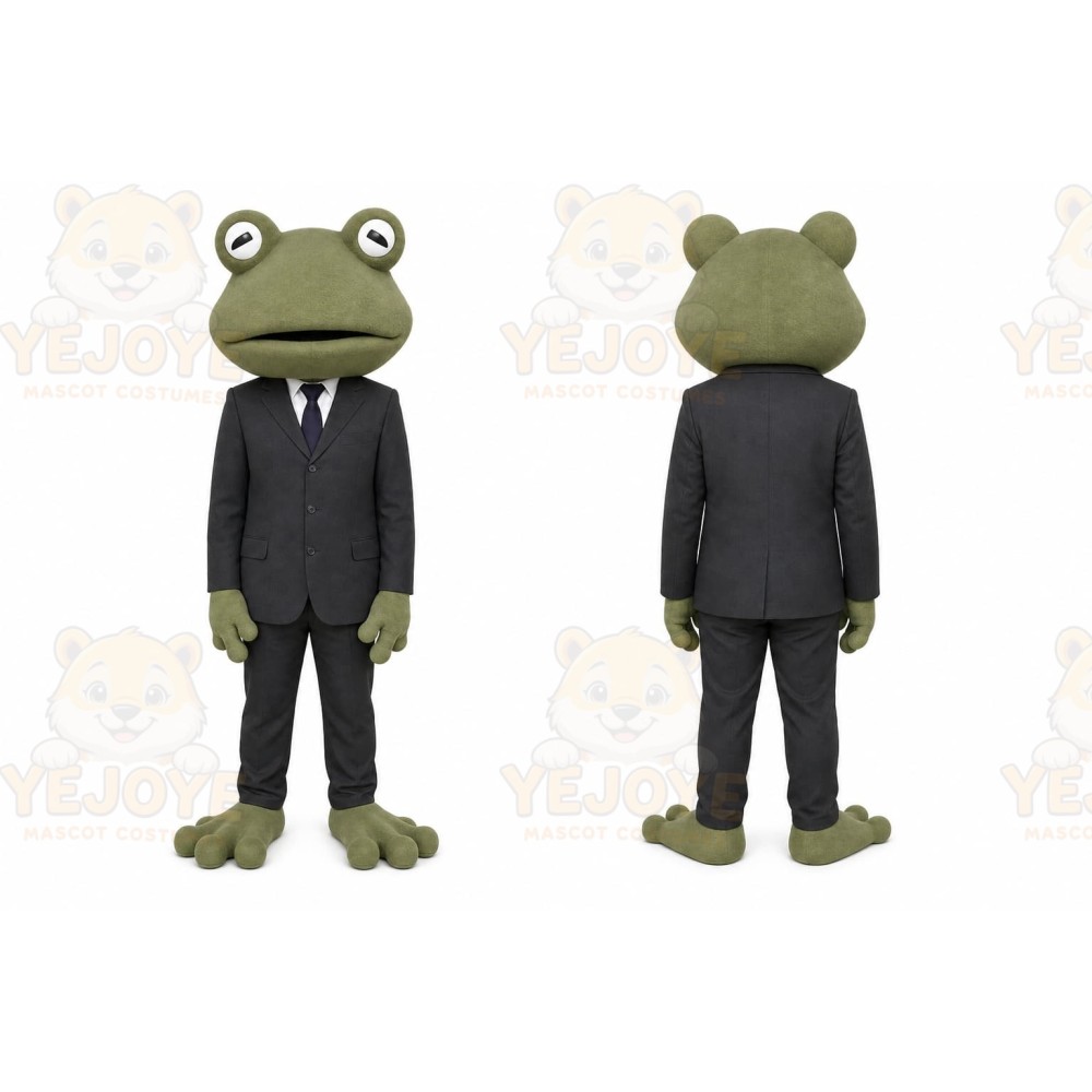 Green Frog Mascot Costume with Custom Logo
