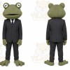 Green Frog Mascot Costume with Custom Logo