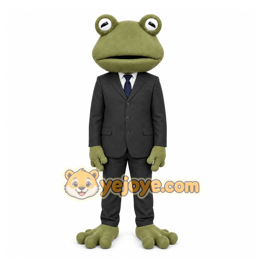 Green Frog Mascot Costume with Custom Logo Green Frog Mascot Costume with Custom Logo