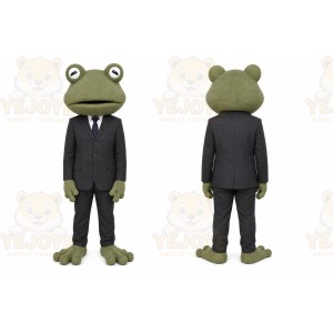 Green Frog Mascot Costume with Custom Logo