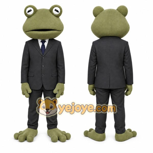 Green Frog Mascot Costume with Custom Logo