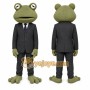 Green Frog Mascot Costume with Custom Logo