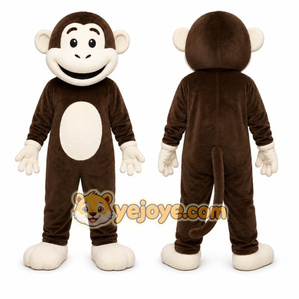 Brown Monkey Mascot Costume with Custom Logo