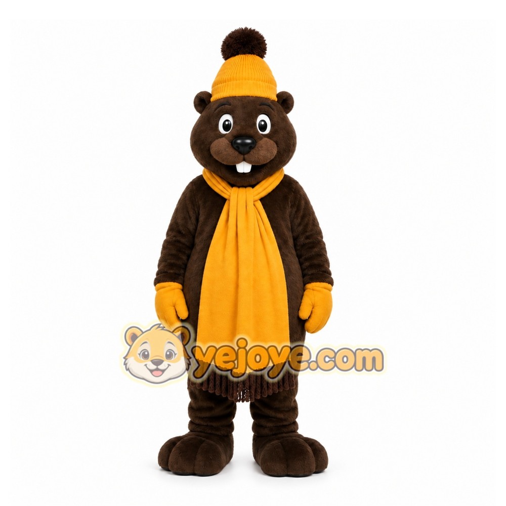 Brown Beaver Mascot Costume with Custom Logo Brown Beaver Mascot Costume with Custom Logo