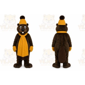 Brown Beaver Mascot Costume with Custom Logo