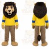 Yellow Lion Mascot Costume with Custom Logo