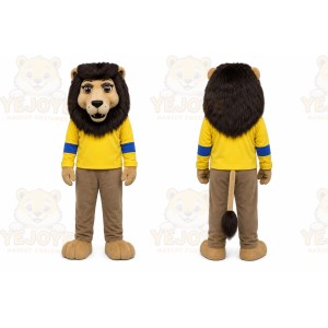 Yellow Lion Mascot Costume with Custom Logo