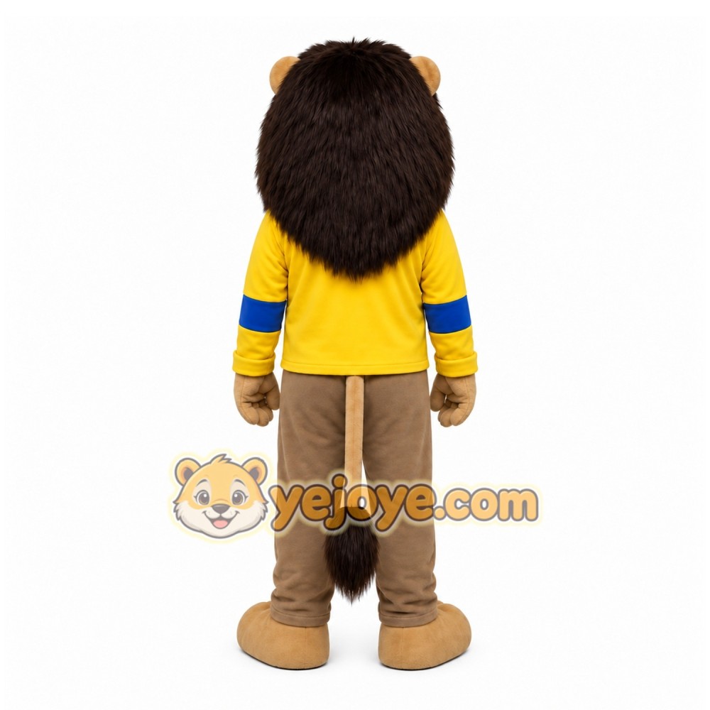 Yellow Lion Mascot Costume with Custom Logo