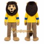 Yellow Lion Mascot Costume with Custom Logo