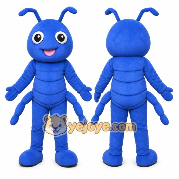 Blue Ant Mascot Costume with Custom Logo