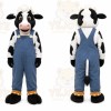 Black Cow Mascot Costume with Custom Logo