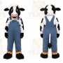 Black Cow Mascot Costume with Custom Logo