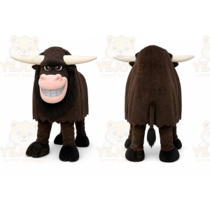 Brown Bull Mascot Costume with Custom Logo