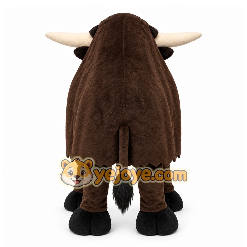Brown Bull Mascot Costume with Custom Logo
