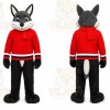 Black Wolf Mascot Costume with Custom Logo