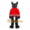 Black Wolf Mascot Costume with Custom Logo