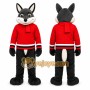 Black Wolf Mascot Costume with Custom Logo