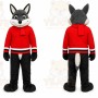 Black Wolf Mascot Costume with Custom Logo