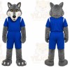 Gray Wolf Mascot Costume with Custom Logo
