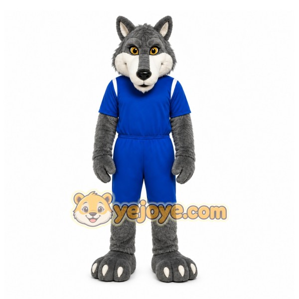 Gray Wolf Mascot Costume with Custom Logo Gray Wolf Mascot Costume with Custom Logo
