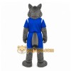 Gray Wolf Mascot Costume with Custom Logo