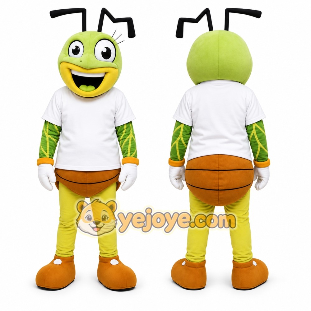 Green Insect Mascot Costume with Custom Logo Green Insect Mascot Costume with Custom Logo