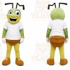 Green Insect Mascot Costume with Custom Logo