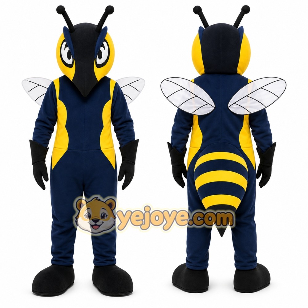 Yellow Bee Mascot Costume with Custom Logo