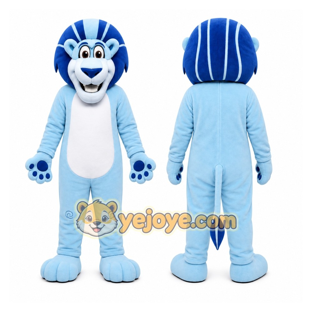 Blue Lion Mascot Costume with Custom Logo Blue Lion Mascot Costume with Custom Logo