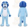 Blue Lion Mascot Costume with Custom Logo