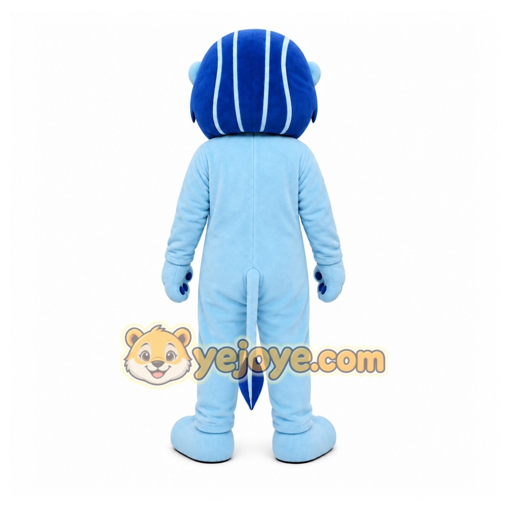 Blue Lion Mascot Costume with Custom Logo Blue Lion Mascot Costume with Custom Logo