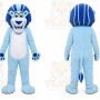 Blue Lion Mascot Costume with Custom Logo