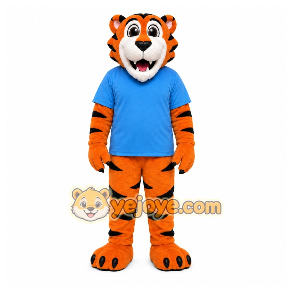 Orange Tiger Mascot Costume with Custom Logo Orange Tiger Mascot Costume with Custom Logo