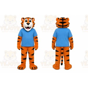 Orange Tiger Mascot Costume with Custom Logo