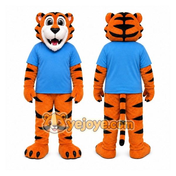 Orange Tiger Mascot Costume with Custom Logo