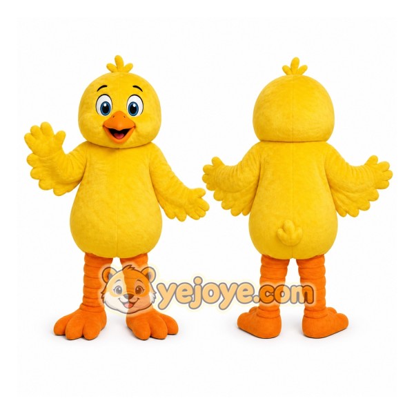 Yellow Bird Mascot Costume with Custom Logo