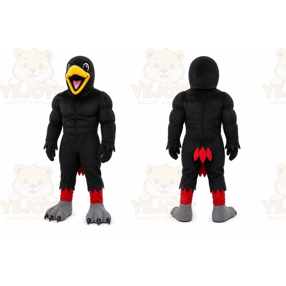 Black Bird Mascot Costume with Custom Logo