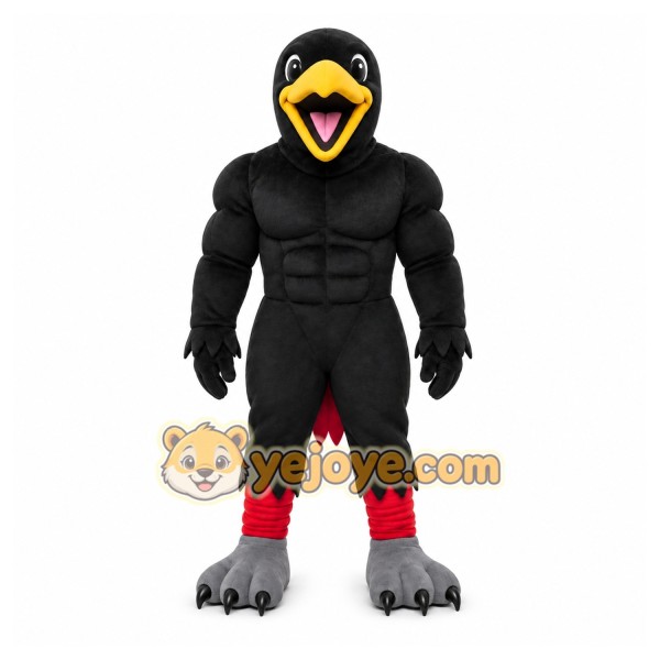 Black Bird Mascot Costume with Custom Logo