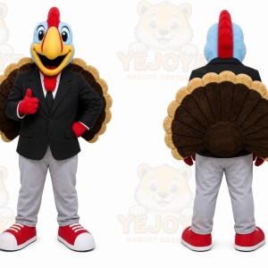 Brown Turkey Mascot Costume with Custom Logo