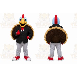 Brown Turkey Mascot Costume with Custom Logo