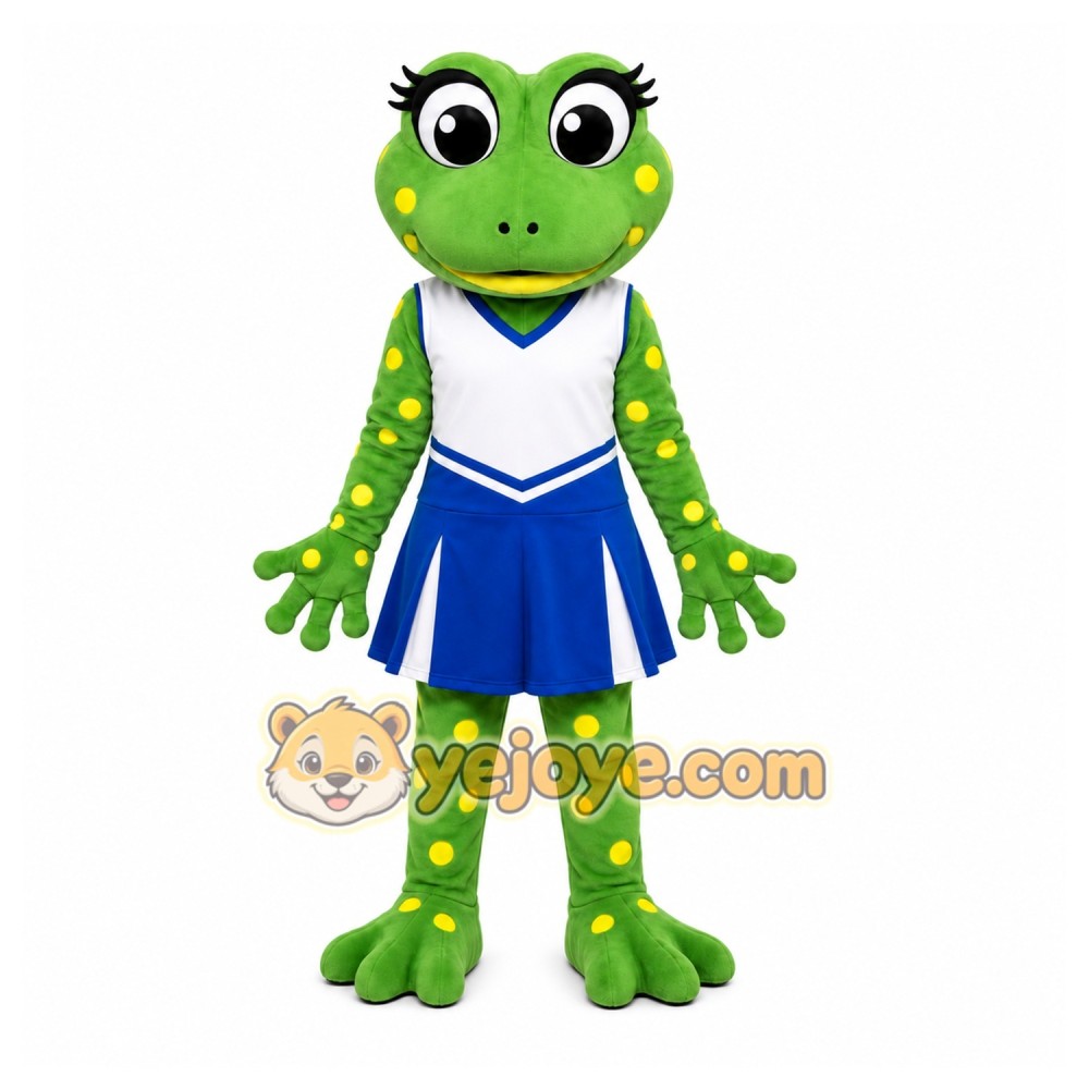 Green Frog Mascot Costume with Custom Logo Green Frog Mascot Costume with Custom Logo