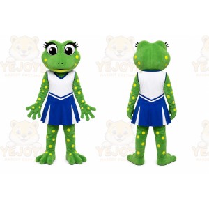 Green Frog Mascot Costume with Custom Logo