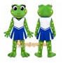 Green Frog Mascot Costume with Custom Logo