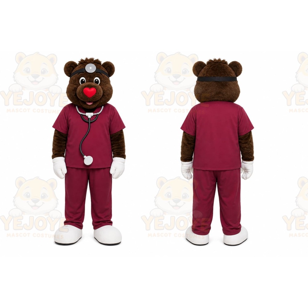Brown Bear Mascot Costume with Custom Logo