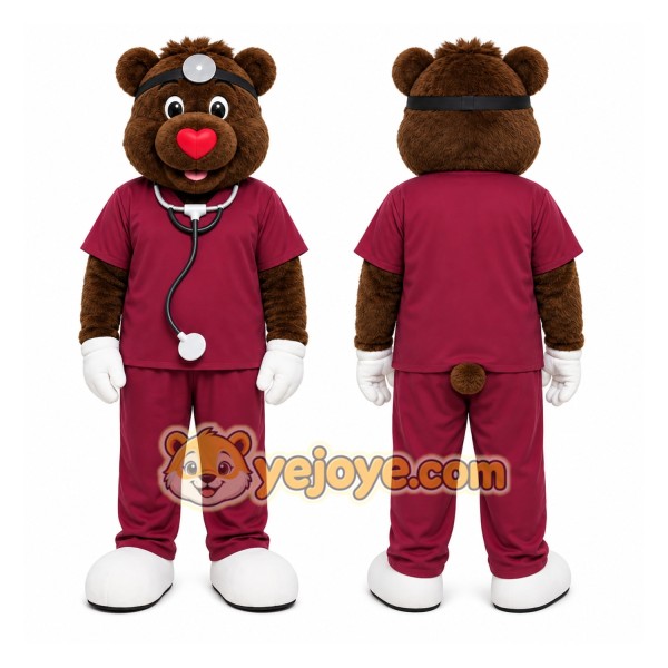 Brown Bear Mascot Costume with Custom Logo