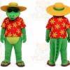 Green Alligator Mascot Costume with Custom Logo