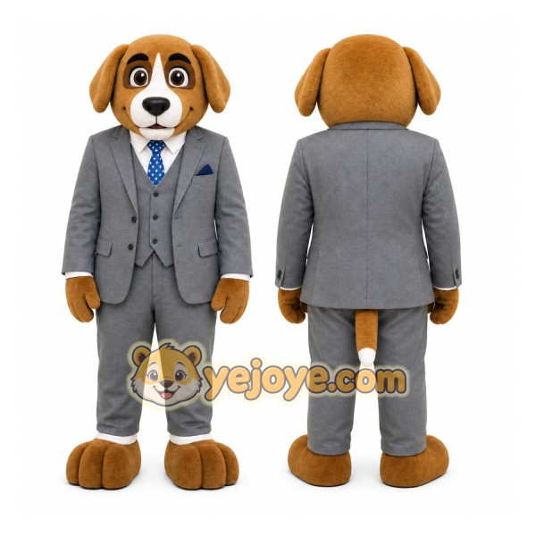Brown Dog Mascot Costume with Custom Logo