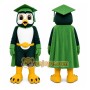 Black Penguin Mascot Costume with Custom Logo